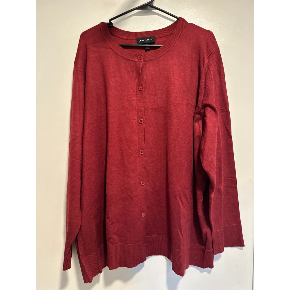 NWOT Lane Bryant Classic Professional Cardigan Sz26/28 Red Button Front Knit